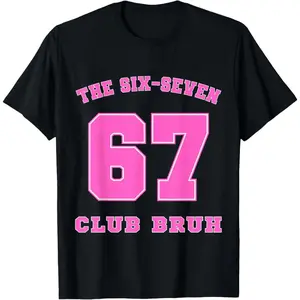 Men's The Six-Seven Club Bruh Graphic T-Shirt - 100%25 cotton Short Sleeve Crew Neck Regular Fit Casual Wear | Soft & Breathable Fabric, Durable Print, Everyday Comfort, Machine Washable