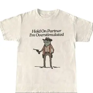 Hold On Partner I'm Overstimulated - Funny Shirts, Gift Shirts, Stimulated, Overstimulated, Funny Frog, Meme Shirt, Trendy Tee, Unisex Shirt