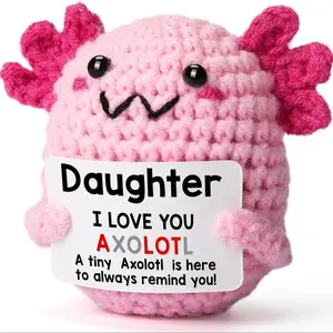 Crochet Axolotl Doll, Cute Axolotl Doll Stuffed Animal with Greeting Card, Birthday Gift for Daughter, Teenager Gift, Party Favors for Girls, Kawaii Stuffed Animals