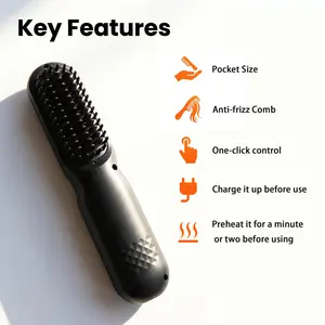 Cordless Heated Straightening Brush - Portable Straightener, Professional Youth Personal Care Appliance, Smooth Styling Tool for Daily Curly Hair Straightening