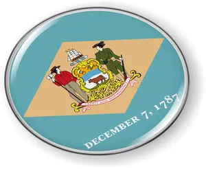 Delaware State Flag 3D Domed CAR Emblem Badge Sticker Round