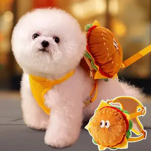 Pet Leash Backpack Set with Cute Big Eyed Burger and French Fries Theme Design, cat and Dog Leash Pet Leash Backpack Set with Cute Big Eyed Burger and French Fries Theme Design, cat and Dog Leash