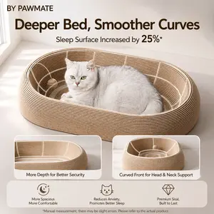Heavy Duty Extra Large Premium Sisal Scratcher Bed with Interactive Play Ball for Cat and Dog | 2-in-1 | Pet Bed & Scratch Board for Enrichment and Entertainment
