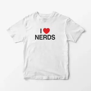 100% Cotton I Love Nerds T-Shirt – Y2K Graphic Tee, Funny Unisex Design