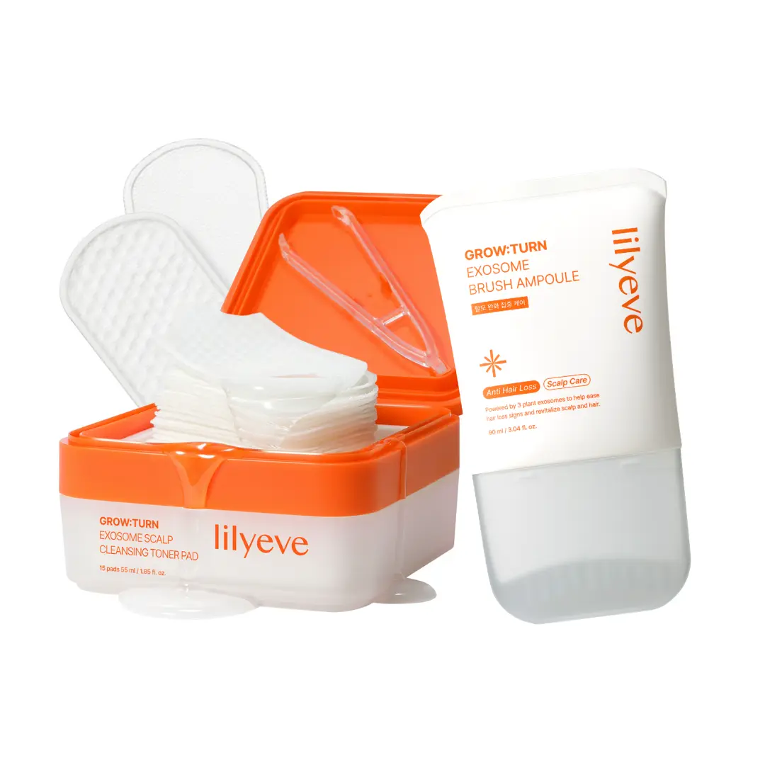 Lilyeve GROWTURN Scalp Prep Duo | Exosome Scalp Cleansing Pad & Hair Growth Serum with Built-In Brush