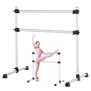 【DealsForYouDays】VEVOR Ballet Barre, 4 Ft Aluminum Double Barre Bar for Home, Freestanding Portable Ballet Stretching Dance Bars, Height Adjustable Anti-Wobble Fitness Studio Equipment, for Pilates Balance Workout