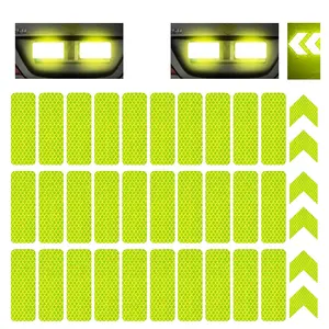 36pcs Reflective Decals Reflective Stickers Safety Warning Sticker Tapes Waterproofs High Intensity Night Visibility Adhesive for Helmets Motorbike(3x8cm) (36PcsYellow3x8cm)