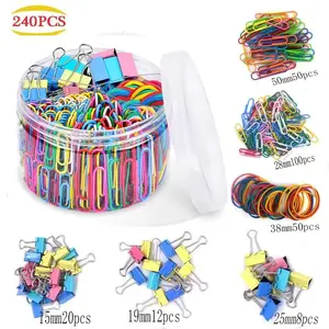 Colorful Paper Clips Set, Various Sizes Office Supplies, Rubber Bands File Organization, School and Office Use, Paperclip