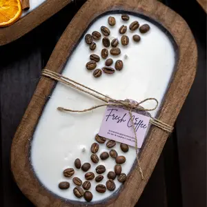 Coffee Scented Dough Bowl Candle / Coffee Lover Gift / With Real Coffee Beans/ Home Decor Gift /Farmhouse Decor/ Cotton Wick Candle Hand Decoration Light Switch Ornaments