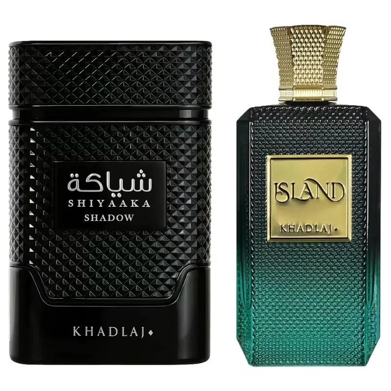 Khadlaj 2 Piece Bundle For Unisex (3.4 Ounce, Khadlaj Shiyaaka Shadow Eau De Parfum Spray + 3.4 Ounce, Khadlaj Island Extrait De Parfum Spray)