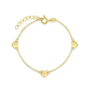 14k Gold 5-6" Polished Heart Charm Baby / Toddler / Kids Bracelet