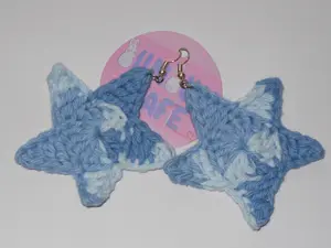 Blue Jean Inspired Star Crochet Earrings