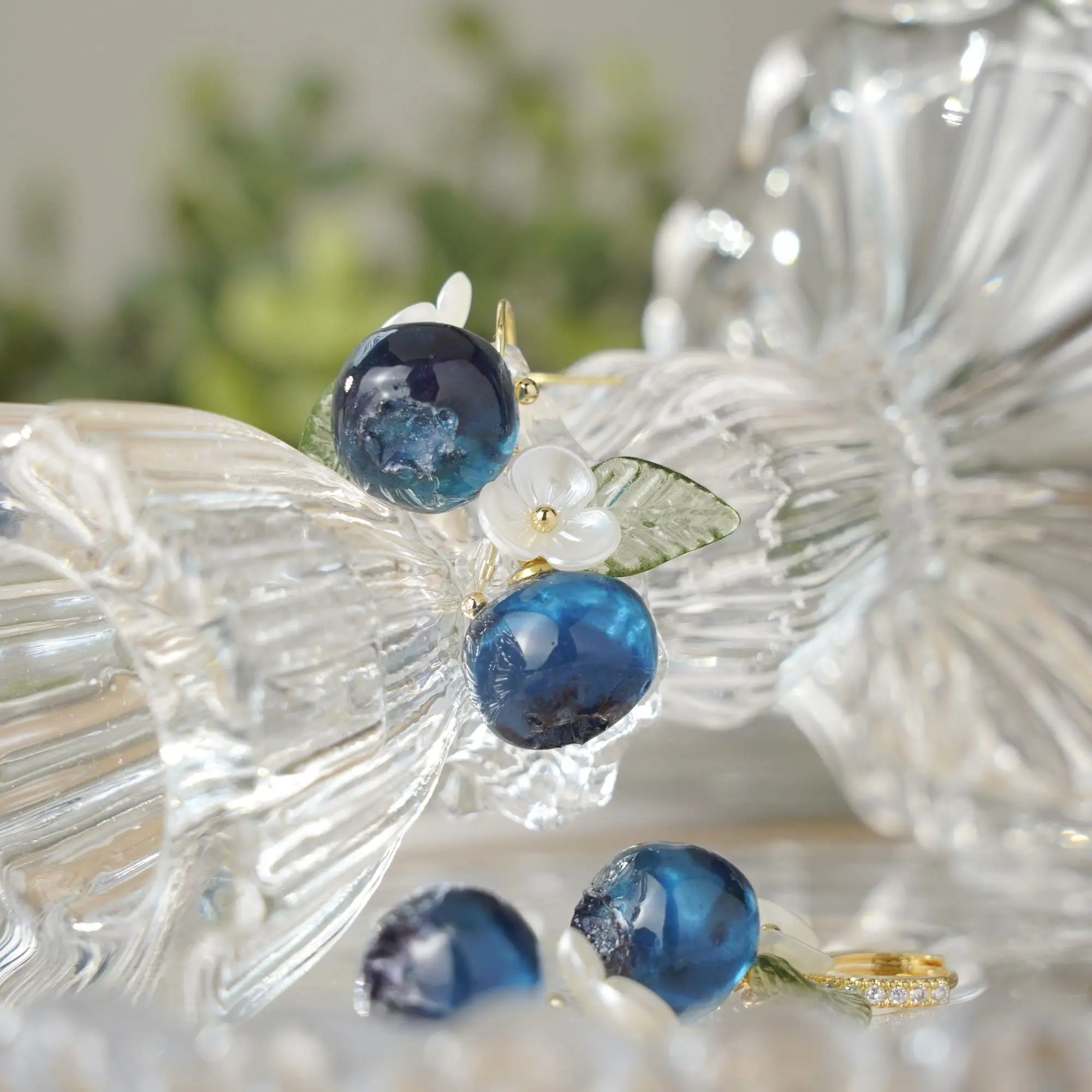 Blueberry Earrings| Handmade Resin Blueberry Fruit Earrings