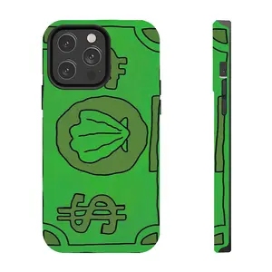 Funny US Dollar and Lettuce Pattern Fluorescent Green Graffiti Phone Case. Suitable for iPhone 17-11 Pro Max/Plus and Samsung Galaxy S23-25.