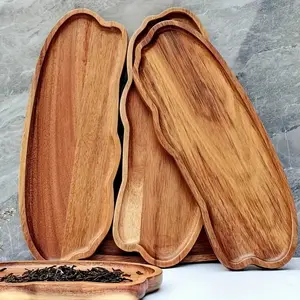 High-Quality Mahogany Irregular Tray 29*10.6cm Suitable for Home Decor, Desserts, Snacks, Fruits and Appetizers Suitable for Various Holidays, Dinner Plates Salad Serving Plates
