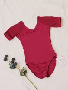 Mesh Paneling Dance Leotard （Subtle Charm 23n0004）Wine Red