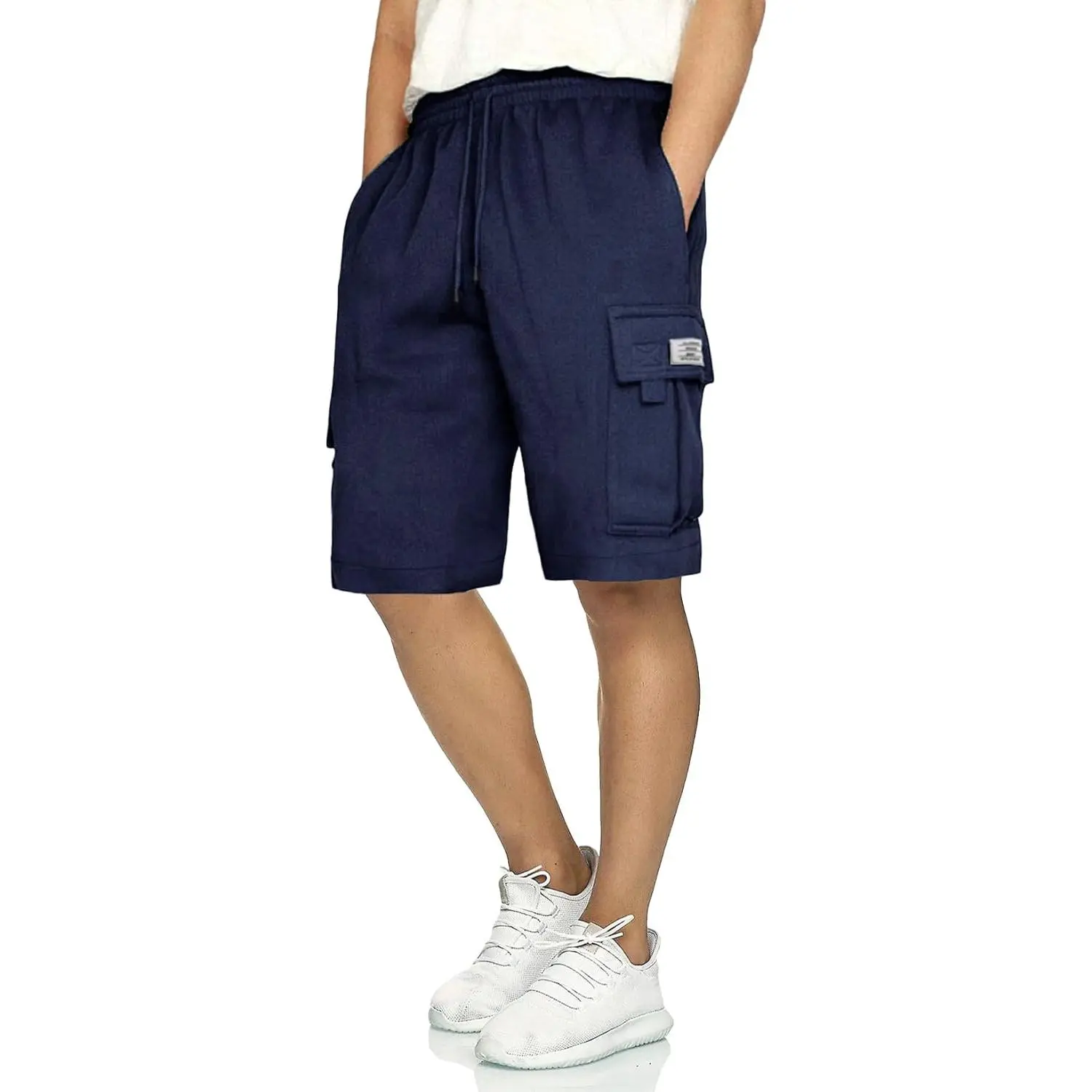JMIERR Mens Cargo Sweat Shorts - Casual Drawstring Elastic Waist Cotton Athletic Workout Gym Jogger Shorts with 5 Pockets