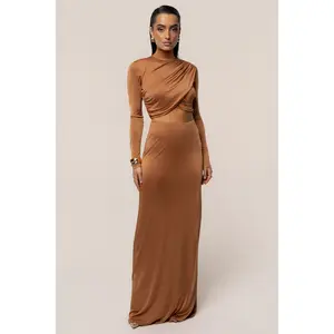 Copper Ultra High Waist Maxi Skirt