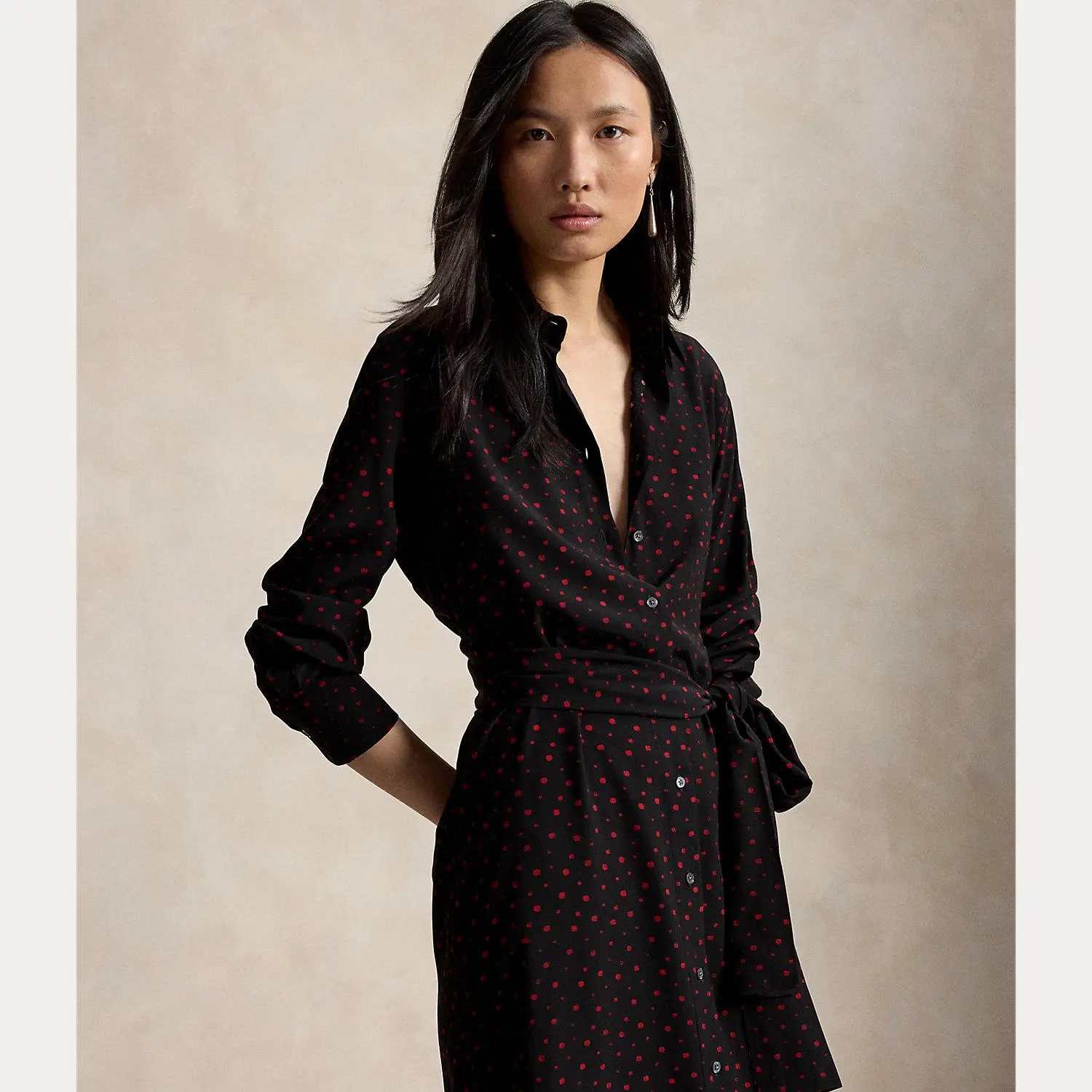 Polo Ralph Lauren - Printed Crepe Tie-Waist Shirtdress