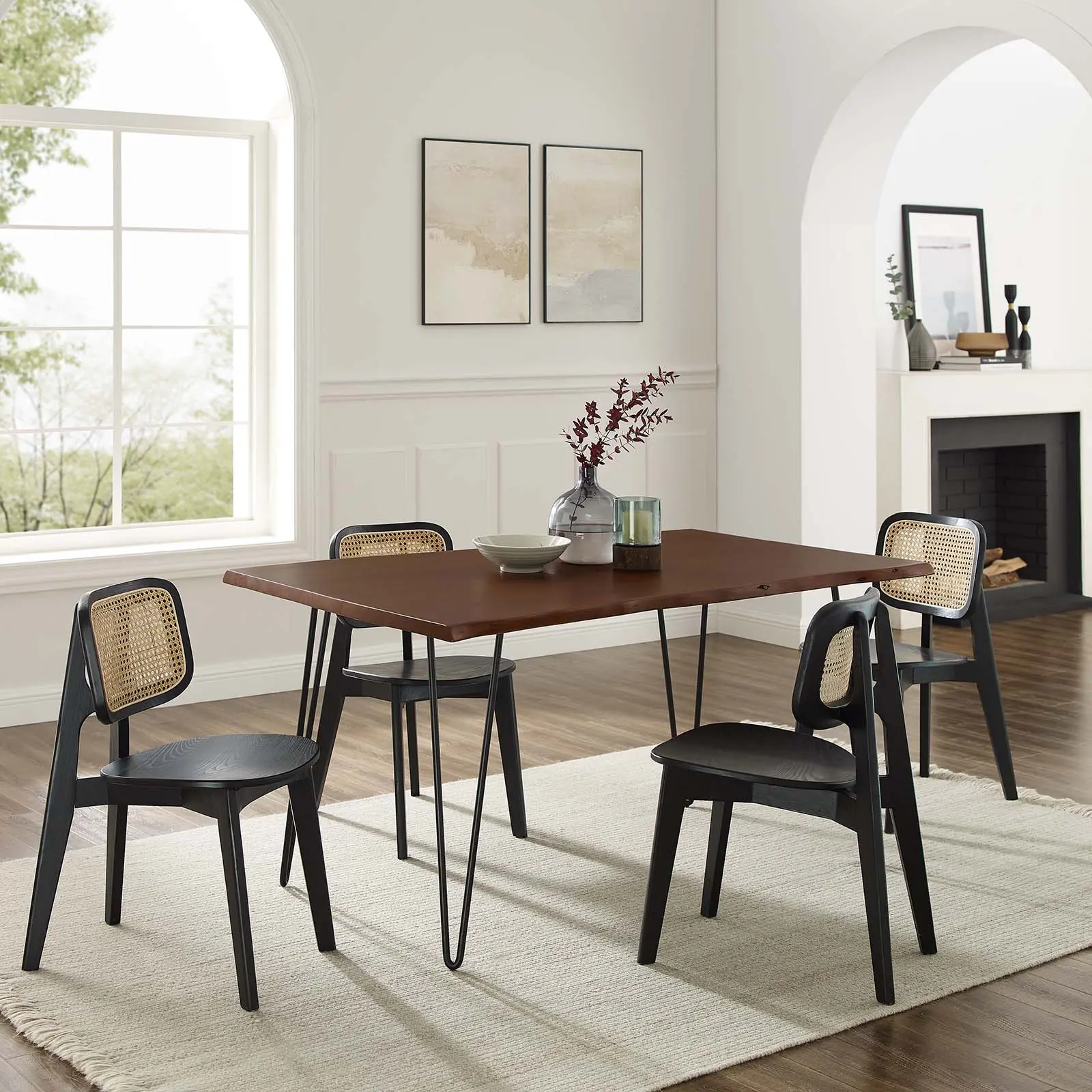 Modway Ardor 60" Live Edge Acacia Wood Acacia Wood Dining Table in Black Walnut