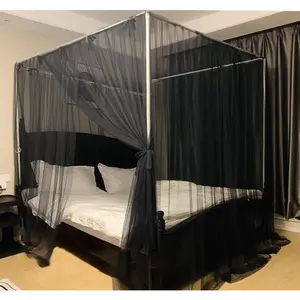 Black Mosquito Net Tent for Bed or Plant,Protecting Plant,One Side Opening Canopy Netting Curtain Net for Bedroom Decoration Queen Size(Without Frame)