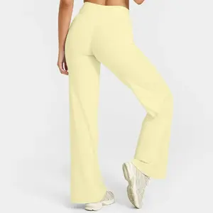 Women's Mid-Waist Straight-Leg Yoga Pants in Ultra Soft Butter Fabric for Pilates, Running, and Gym Activities