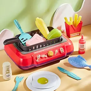 Mini Real Cooking Kitchen Playset for Kids, Color-Changing Food and Multi-Functional Induction Stove, Battery Operated Toy for Ages 3 and Up