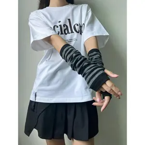 Women's 1 Pair Colorblock Striped Pattern Fingerless Gloves, Fashion Cute Casual Cozy Gloves for Daily Outdoor Wear, Women's Clothing Accessories for Summer Spring Fall