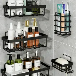 [2026 Upgraded]5 Pack Shower Organizer Rack for Inside Shower, self adhesived Shower Shelf Large Capacity Rustproof Stainless Steel Bathroom wall storage basket #SummerVibes