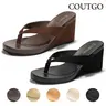 Coutgo Womens Wedge Heels Sandals Platform Flip Flops Slides Slip On Summer Beach Shoes