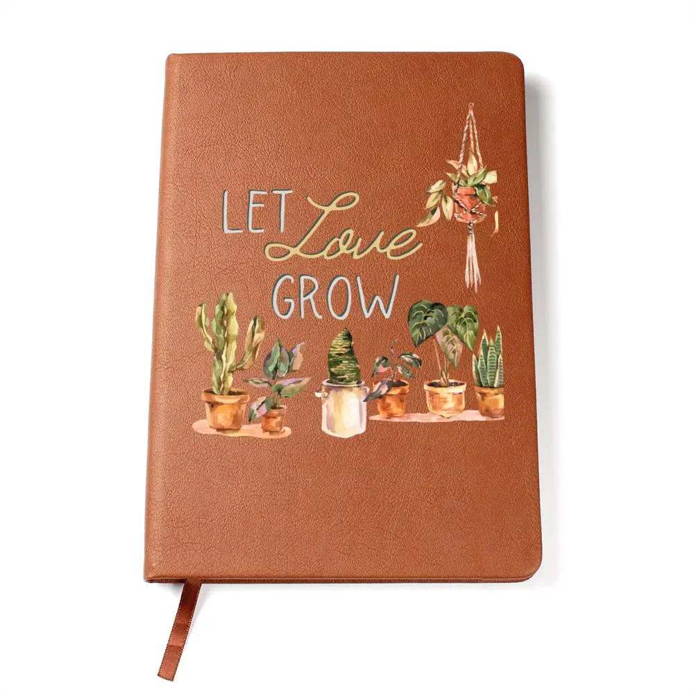 Let Love Grow - Custom Leather Journal - Plant Lover Notebook