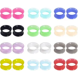 12 Pairs Ultra Thin Soft Silicone Ear Gauges 24 PCS Earring Plugs