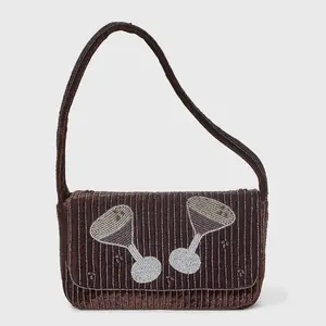 Embellished Espresso Martini Flap Shoulder Bag - A New Day Brown