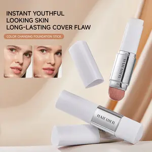 1 pc 2-in-1 Color Changing Foundation Concealer with brush, high coverage, waterproof and sweat-proof, gentle skincare formula, available in 3 shades, suitable for light beige skin tone, compact and portable travel size, ideal for daily commute and dating