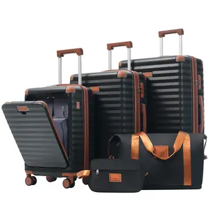 Luggage Sets 5 Piece with , Hardside Expandable Carry on Suitcase with Spinner Wheels TSA Lock USB Port Cup Holder Duffel Bag and Toiletry Bag Luggagesets Traveling Bag