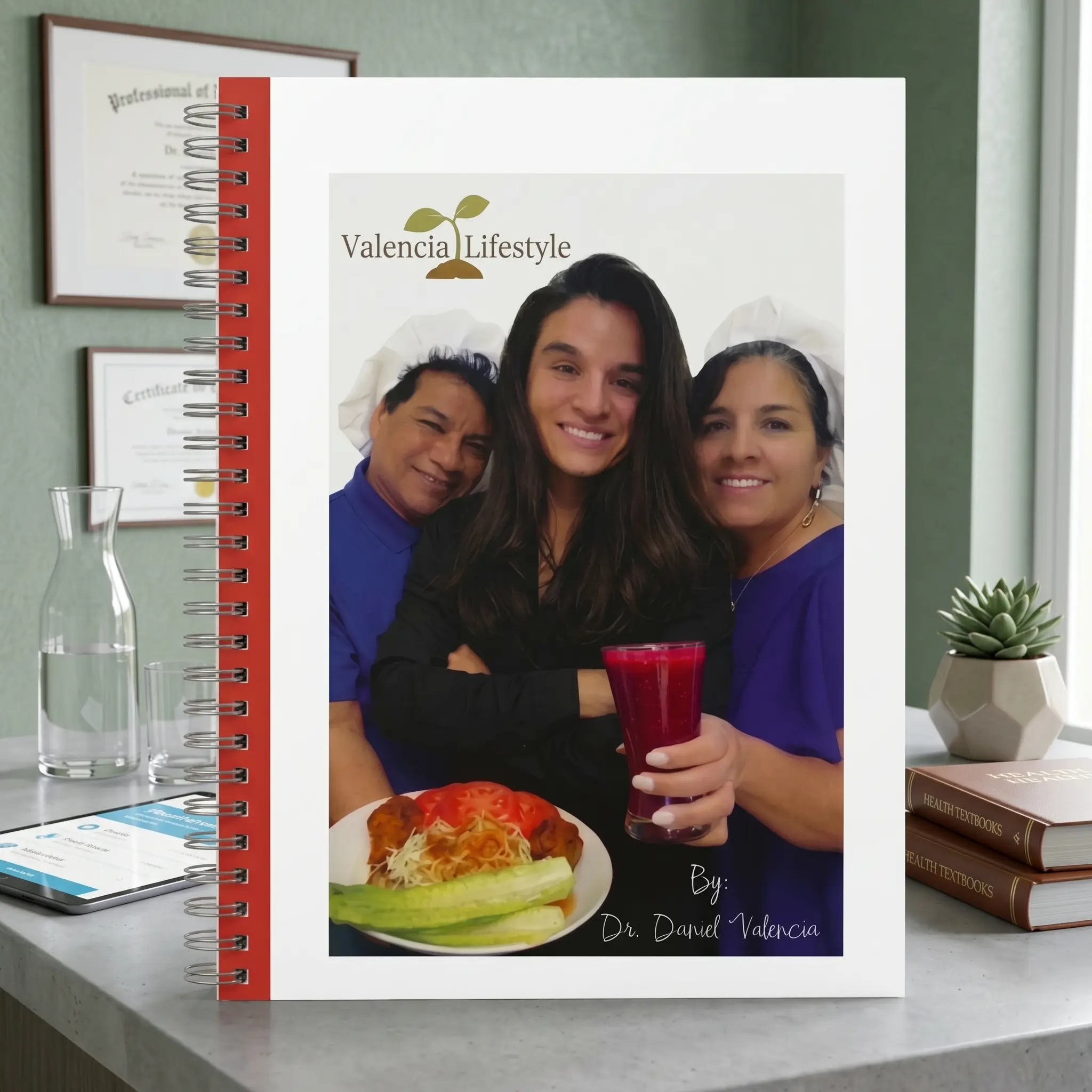 Valencia Lifestyle Dr. Daniel Valencia's Personalized Spiral Notebook with Family Photo and Healthy Meal Design