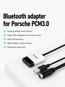 CHOOCL Bluetooth Car Adapter with iPod+USB Y Cable Work for Porsche PCM3.0 System, Bluetooth Adapter for Car Music with High-Definition aptX,aptX-LL,aptX-HD Audio Streaming