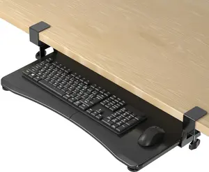 Keyboard Tray Under Desk Pull Out with C Clamp Mount, Computer Keyboard & Mouse Tray, 25.6 (30 Including Clamps) x 11.8 inch Slide-Out Platform Computer Drawer for Typing, Black