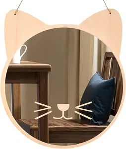 Plastic Kids Mirror for Wall - Kids Safety, Hanging, Acrylic, Non-Glass and Unbreakable - Cat Decoration Mirror for Kid's Playroom 10"