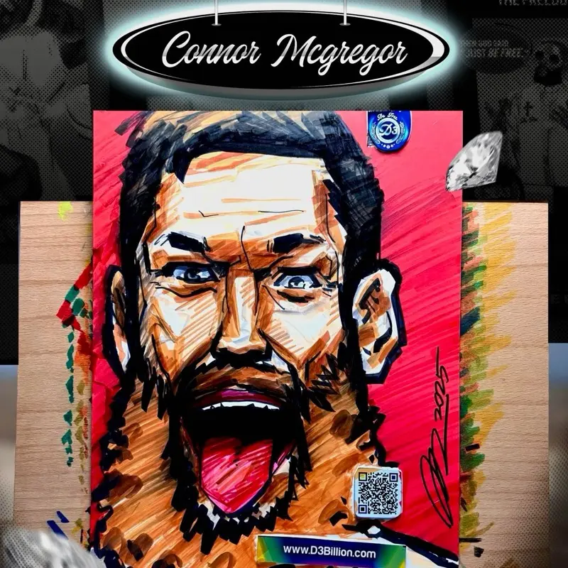 Connor McGregor Self Portrait Artwork - Vibrant Red & Brown Palette - Signed Edition - D3Billion.com Wall Decor