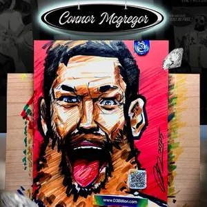 Connor McGregor Self Portrait Artwork - Vibrant Red & Brown Palette - Signed Edition - D3Billion.com Wall Decor