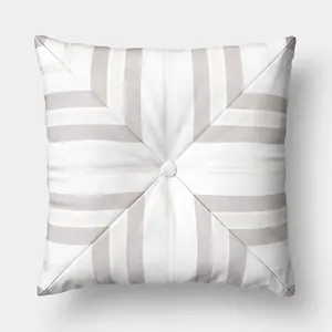18"x18" Pieced Stripe Outdoor Throw Pillow Ivory - Threshold designed with Studio McGee