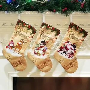 Creative Printed Christmas Stockings Christmas Tree Ornaments Gift Bags Festive Holiday Decoration Supplies