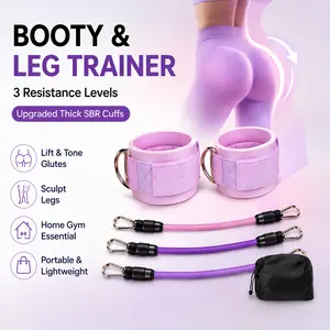 Ankle Resistance Bands with Upgraded Thick SBR Padded Cuffs, 3-Level Glute and Leg Workout Equipment for Women & Men, Portable Home Gym Set for Kickbacks, Hip Thrusts and Lower Body Training