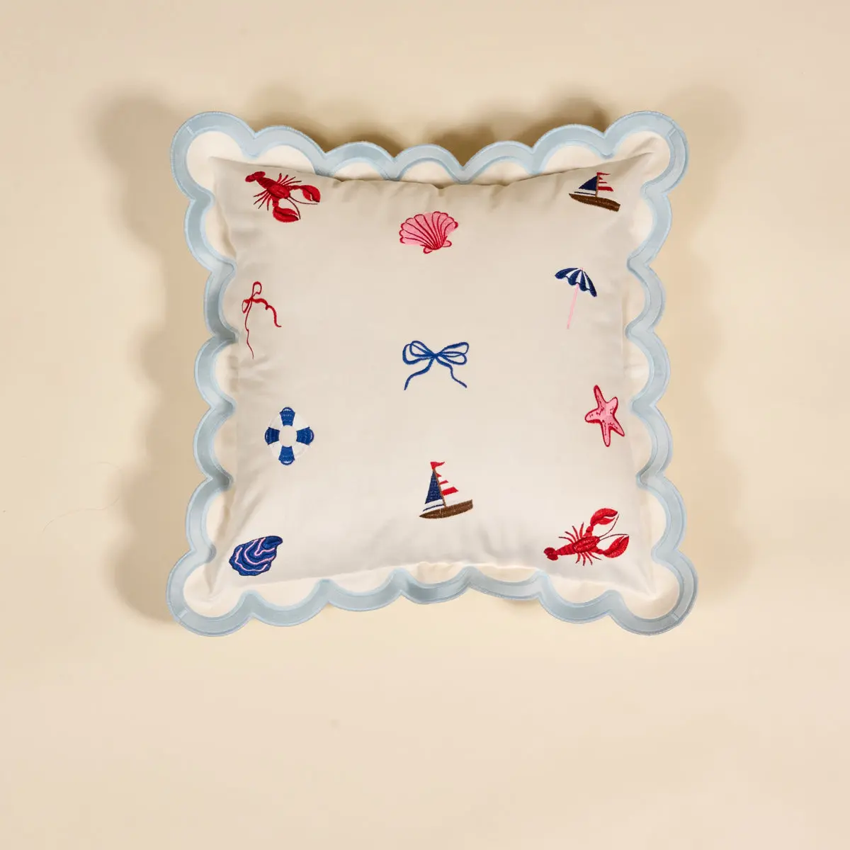 Seaside Haven Scalloped Square Throw Pillow