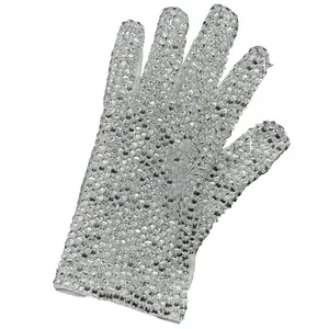 Handmade Glove with Crystals on One Side Michael Jackson Silver Adults Celebrate Impersonator