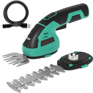 Cordless Grass Trimmer Hedge Shears/Grass Cutter - 2 in 1 Handheld 7.2V Electric Grass Shear with Shrubbery Trimmer Rechargeable Battery & Type-C Cable