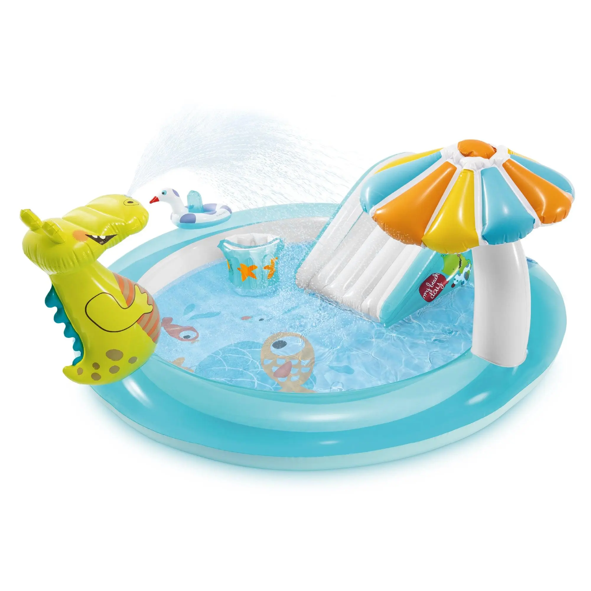 Intex 57165EP Gator Outdoor Inflatable Kiddie Pool Water Play Center with Slide Intex 57165EP Gator Outdoor Inflatable Kiddie Pool Water Play Center with Slide