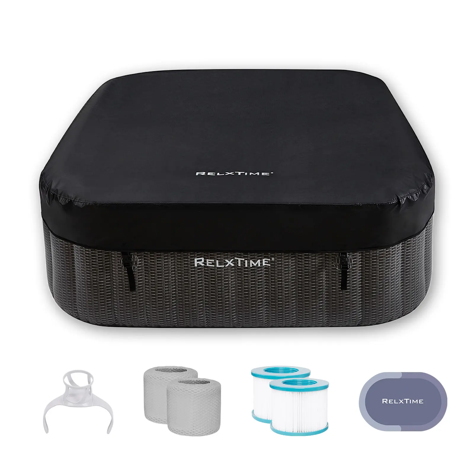 RELXTIME 73" Outdoor Inflatable Hot Tub for 4-6 People with Energy-Efficient Insulated Spa Cover, Mat, Portable Reusable Fathers Day Gift,outdoorfurnitureset
