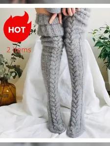 Women's Thick Knit Leg Warmers over Knee Socks, Winter Fashion Casual Wear, Hand Wash Only, Christmas Gift Idea